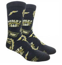 Mens Crew Socks Worlds Greatest Dad Black One Pair FINEFIT Brand - NWT - £2.86 GBP