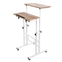 Mobile Stand Up Desk, Small Adjustable Standing Desk With Wheels Home Of... - £86.37 GBP