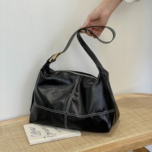 Solid Color Large Capacity Pu Leather Shoulder Bags for Women Female Bag Designe - £24.46 GBP