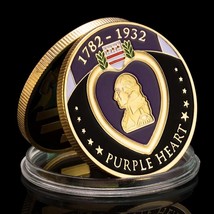 Purple Heart George Washington Medal of Honor Military Merit Commemorative Coin - £7.35 GBP