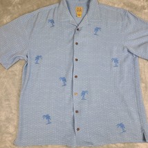 Jos A Bank Hawaiian Shirt Mens X-Large Silk Blue Tropical Short Sleeve Collared - $21.29