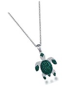 Turtle Crystal Necklace with 17 +2 Cable Chain - Eco - £42.43 GBP