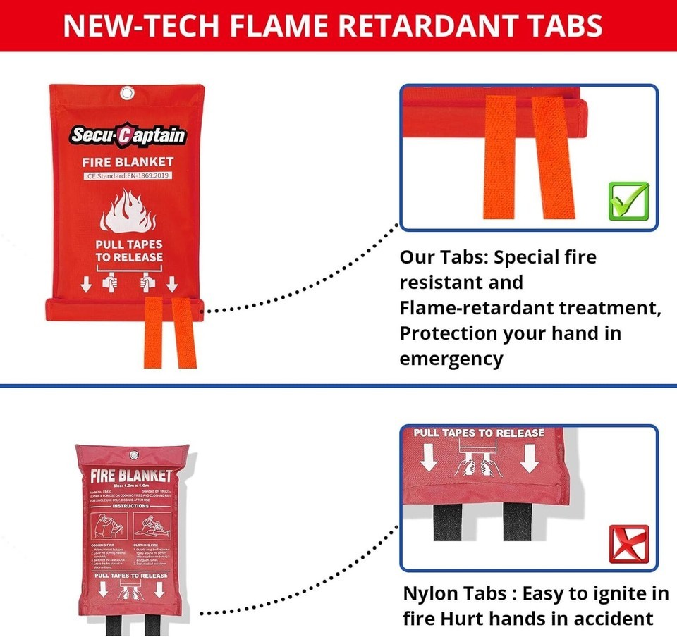 Premium Fire Safety Blankets - 8 Pack of 40"x40" Flame Resistant Fiberglass Item image 4