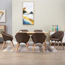 vidaXL Brown Fabric Dining Chair Set - 6-Piece Sturdy & Comfortable Seating - €538,20 EUR