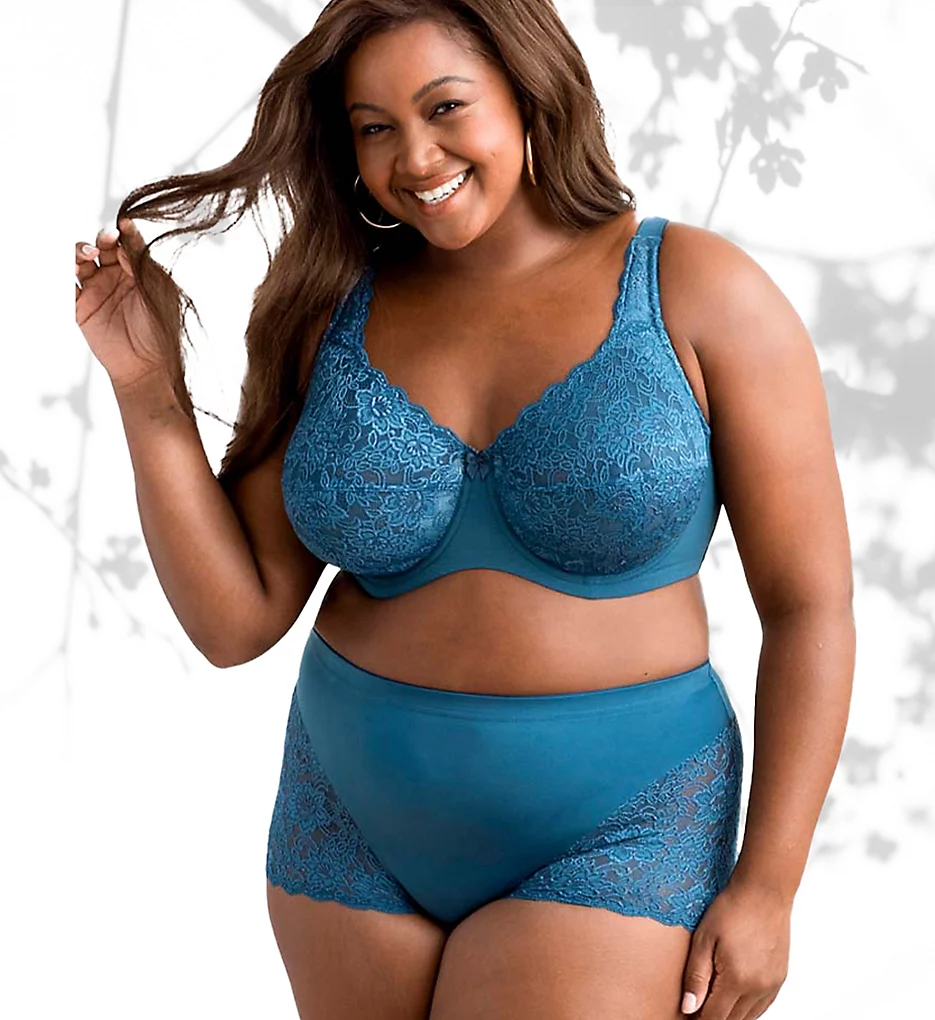 Elila 2311 Teal Stretch Lace Underwire Full Coverage Bra -34F to 46K - $58.00