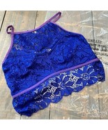Zenana Outfitters Bralette Unlined Floral Lace Women’s Blue Purple Bra S... - $13.99