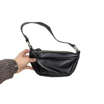 Vintage Y2K Express Black Genuine Leather Shoulder Bag Rhinestone Ring A... - $149.99