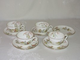 Set of 4 B T Co English China Vintage Tea Cup &amp; Saucer Nursery Rhymes Go... - £47.33 GBP