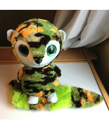13" Ideal Toys Direct Green Yellow Lime Camo Plush Lemur Stuffed Toy Big Eyes - $16.00