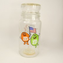 Vintage M&amp;M 1984 LA Olympics Glass Candy Jar Embossed Lid Anchor Hocking FCK7P - £7.03 GBP