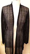 Eileen Fisher Organic Linen Long Cardigan/Sheer Duster Size Size- M Black - £78.09 GBP