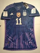 Angel Di Maria Argentina 2022 World Cup Qatar Match Slim Fit Away Soccer Jersey - £86.14 GBP