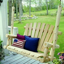 Cedar Wood Porch Swing Patio Garden Outdoor Furniture Log Solid Hanging Chair - £323.97 GBP