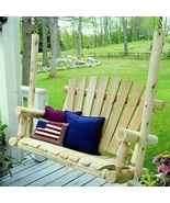 Cedar Wood Porch Swing Patio Garden Outdoor Furniture Log Solid Hanging Chair - £311.64 GBP