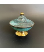 DECOR ONLY - Vintage Oppenheim Israel Brass Verdigris Enamel Covered Sug... - $14.00