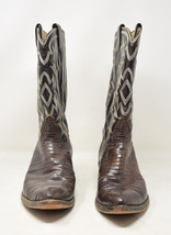 Vintage Tony Lama Mens Cowboy Boots Brown Leather - £155.75 GBP