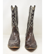 Vintage Tony Lama Mens Cowboy Boots Brown Leather - $270.80 CAD