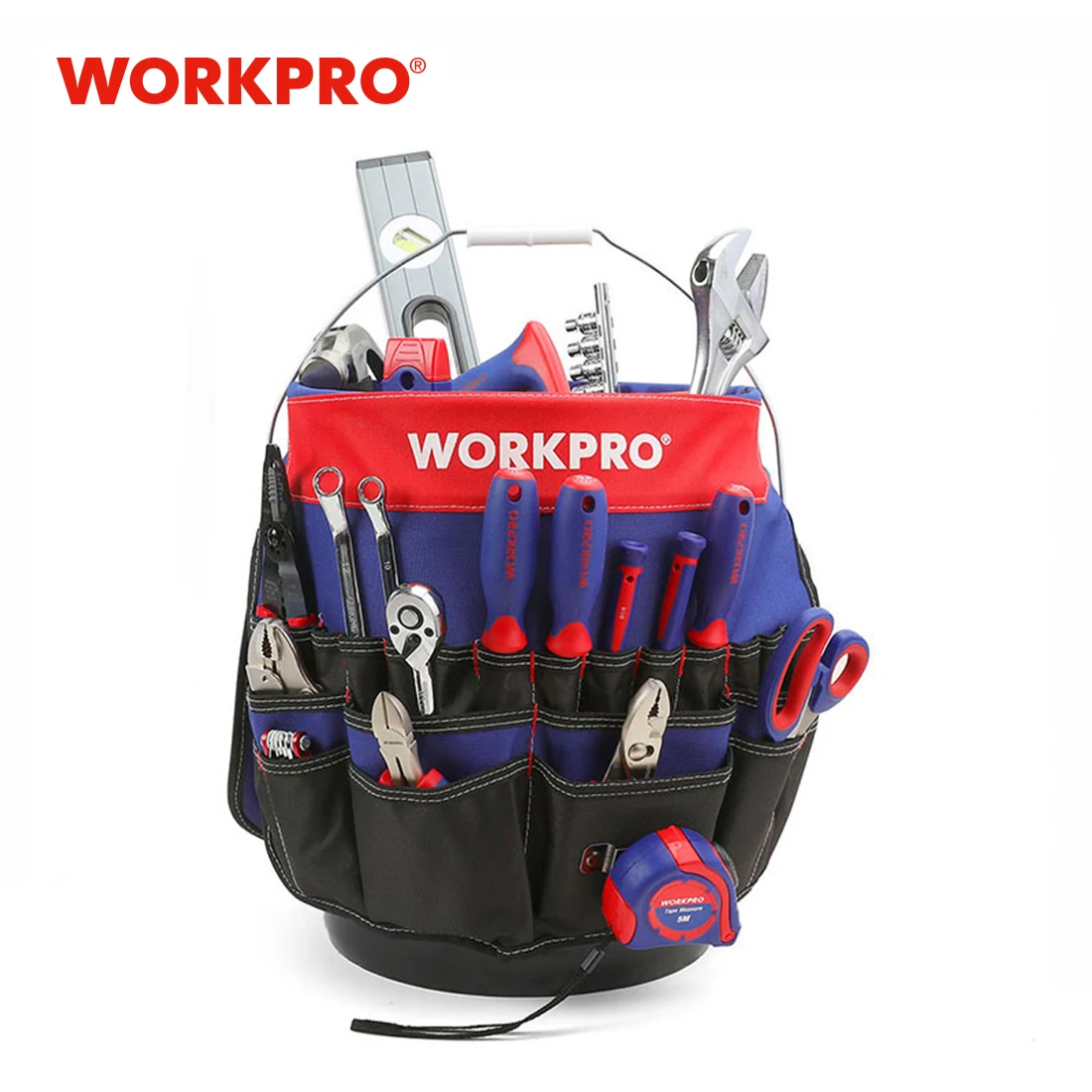 WORKPRO 5 Gallon Bucket Tool Organizer Bucket Boss Tool Bag with 51 Pockets Fits - £28.50 GBP+