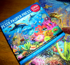 Jigsaw Puzzle 1000 Pieces Dolphins Turtle Starfish Tropical Fish Reef Co... - $14.84