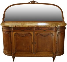 Antique Server Sideboard Mercier Signed Louis XVI Mirror Beech Marble French - £3,933.77 GBP