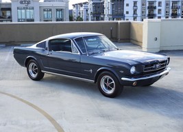 1965 Ford Mustang fastback black | 24x36 inch POSTER | vintage classic car - £15.42 GBP