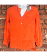 Silk Shirt Blouse 100% S.Y.L.K Size XS Bright Orange Reese Button Up New... - €12,67 EUR