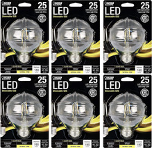 Feit Electric BPG2525/827/LED Dimmable Globe LED Light Bulbs (Pack of 6) - £26.74 GBP