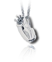 Sterling Silver Golf Bag Funeral Cremation Urn Pendant for Ashes w/Chain - £262.00 GBP
