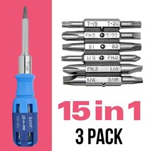 Lutz 15-IN-1 Ratcheting Screwdriver - Blue (Set of 3) - £43.79 GBP