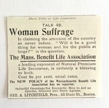 Mass Life Benefit Womens Suffrage 1894 Advertisement Victorian Insurance... - £15.65 GBP