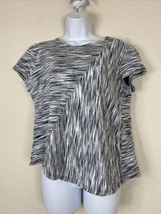 Chico&#39;s Womens Size 1 (M) Heathered Knit Asymmetrical T-shirt Short Sleeve - £7.27 GBP