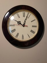 11.5" Polished Wood Wall Clock-Never Used-Salesman's Sample - £25.40 GBP