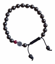 Hematite Bracelet with Ruby and Buffalo Bone Beads - VICTORIOUS (BNH8SR) - £111.90 GBP