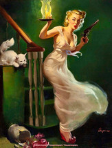 The Girl The Gun The Cat 8.5x11&quot; Photo Print Gil Elvgren Pinup Fine Art Trouble - £6.12 GBP