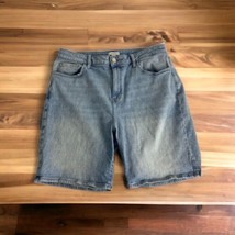 Forever 21 Womens Shorts Adult Size 14 Light Wash Denim 9&quot; Inseam Stretch - $19.49
