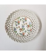 Cheery Chintz Bowl Vintage Lattice Braided White with Gold Trim Floral - £10.30 GBP