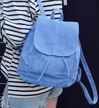 2018 New Denim Canvas Women Backpack Drawstring School Bags For Teenagers Girls  - £107.48 GBP