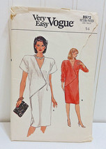 VOGUE Vintage Sewing Pattern 8972 Asymmetric Wrap Dress Size 14 Diagonal... - $17.89
