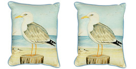 Pair of Betsy Drake Dick’s Seagull Large Indoor Outdoor Pillows 16x20 - £71.43 GBP