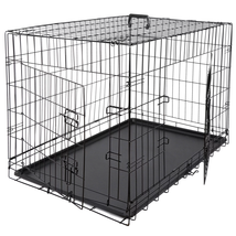 High Quality 36&quot; Durable Dog Crate Kennel Folding Pet Cage 2 Door with T... - £52.36 GBP