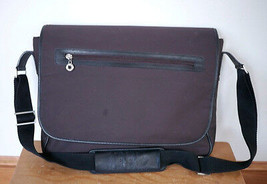 ECCO Brown Nylon Multi-Pocket Adjustable Laptop Soft Briefcase Carry On Bag - £29.22 GBP