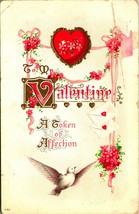 To My Valentine A Token Of Affection Dove Heart 1917 Vtg Postcard - £3.05 GBP