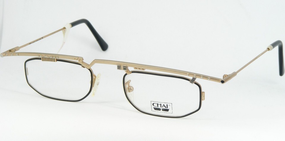 Vintage CHAI Original GA2 F8 GOLD /SILVER /BLACK EYEGLASSES GLASSES 46-1... - $136.86 CAD