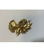 Da Vinci Gold Rose Bud With Leaves Brooch - £23.46 GBP