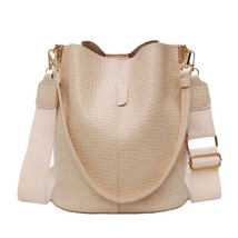 Vintage Casual Bucket Bags for Women Shoulder Bag Alligator pattern Quality Pu L - £23.34 GBP