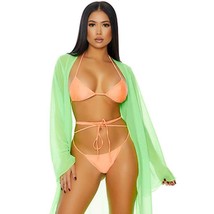 Sheer Swim Coverup Full Length Long Wide Sleeves Open Front Kimono 440332NG XL - £27.88 GBP
