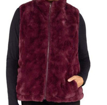 Nicole Miller Womens Faux Fur Exterior Reversible Vest Size Small Color Wine - £38.00 GBP