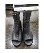 Penny Loves Kenny Ankle Boots Womens Size 7.5M Black Leather Studded Ope... - $37.91 CAD