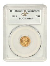 1885 G$1 PCGS MS65 ex: D.L. Hansen - $2,291.63