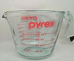 Vintage Pyrex 1-Cup Measuring Cup With L Handle, Red Lettering USA  #508 - £11.61 GBP